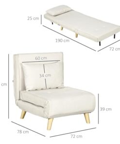 Fauteuil Convertible 2 en 1 avec Dossier Réglable