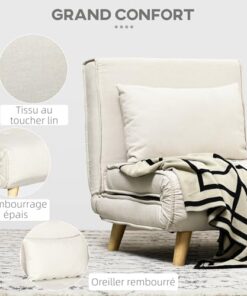 Fauteuil Convertible 2 en 1 avec Dossier Réglable