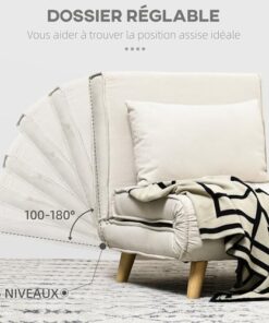 Fauteuil Convertible 2 en 1 avec Dossier Réglable