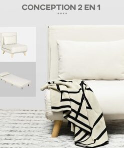 Fauteuil Convertible 2 en 1 avec Dossier Réglable