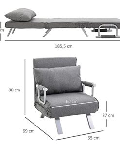 Fauteuil Convertible Déhoussable en Lin Gris