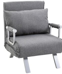 Fauteuil Convertible Déhoussable en Lin Gris