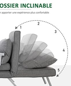 Fauteuil Convertible Déhoussable en Lin Gris