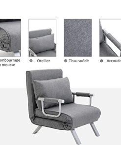 Fauteuil Convertible Déhoussable en Lin Gris