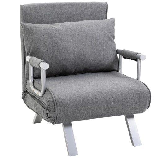 Fauteuil Convertible Déhoussable en Lin Gris