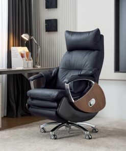 Fauteuil de Bureau Électrique Inclinable EMIAH - Chaise Ergonomique avec Repose-Pieds, Masseur et Appui-tête Réglable, Haut Dossier pour un Confort Optimal