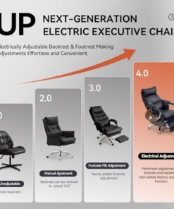 Fauteuil de Bureau Électrique Inclinable EMIAH - Chaise Ergonomique avec Repose-Pieds, Masseur et Appui-tête Réglable, Haut Dossier pour un Confort Optimal