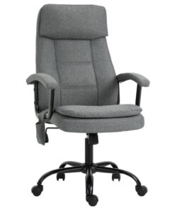 Fauteuil de bureau massant Vinsetto pour manager, pivotant et à hauteur réglable en tissu lin gris