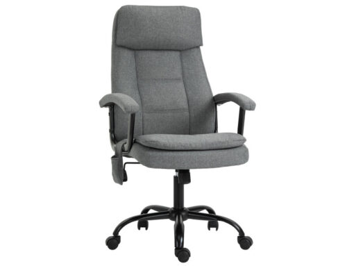 Fauteuil de bureau massant Vinsetto pour manager, pivotant et à hauteur réglable en tissu lin gris