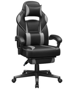 Fauteuil de Bureau SONGMICS, Chaise de Gaming Ajustable avec Repose-pieds Télescopique, Mécanisme de Bascule, Appui-tête et Support Lombaire, Capacité de Charge 150 kg, Noir...