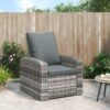 Fauteuil de jardin inclinable - chaise relax au design moderne avec coussins gris en résine tressée, meuble professionnel FRCO36623