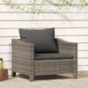 Fauteuil de jardin relaxant - fauteuil de salon - avec coussin gris en résine tressée, meuble professionnel FRCO93833