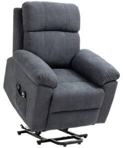 Fauteuil de massage électrique avec inclinaison réglable et repose-pied ajustable, revêtement en tissu gris