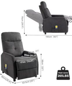 Fauteuil de Massage et de Relaxation Inclinable TactFire pour Salon - Chaise Électrique de Repos avec Contrôle Humain de l'Inclinaison - Dimensions 90 x 63.5 x 102 cm