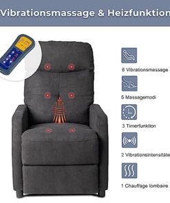 Fauteuil de Massage et de Relaxation Inclinable TactFire pour Salon - Chaise Électrique de Repos avec Contrôle Humain de l'Inclinaison - Dimensions 90 x 63.5 x 102 cm