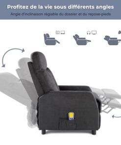 Fauteuil de Massage et de Relaxation Inclinable TactFire pour Salon - Chaise Électrique de Repos avec Contrôle Humain de l'Inclinaison - Dimensions 90 x 63.5 x 102 cm