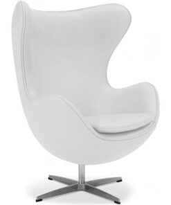 Fauteuil design oeuf blanc avec accoudoirs