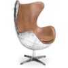 Fauteuil design œuf en cuir marron