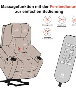 Fauteuil électrique M MCombo avec élévateur, fauteuil de relaxation, modèle 7040, massage et chauffage réglables électriquement, connexion USB (similicuir marron)