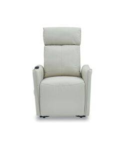 Fauteuil électrique releveur 1 place en cuir pula - gris perle