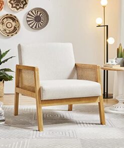 Fauteuil en Bois et Tissu Beige