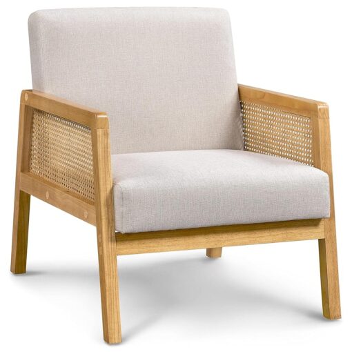 Fauteuil en Bois et Tissu Beige