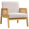 Fauteuil en Bois et Tissu Beige