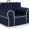 Fauteuil enfant en velours bleu, 0-5 ans