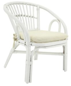 Fauteuil enfant rotin blanc laqué