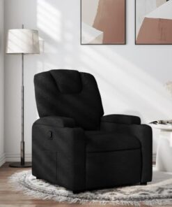 Fauteuil inclinable vidaXL, chaise de relaxation moderne avec dossier et accoudoirs rembourrés, tissu noir, pour salon