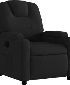 Fauteuil inclinable vidaXL, chaise de relaxation moderne avec dossier et accoudoirs rembourrés, tissu noir, pour salon