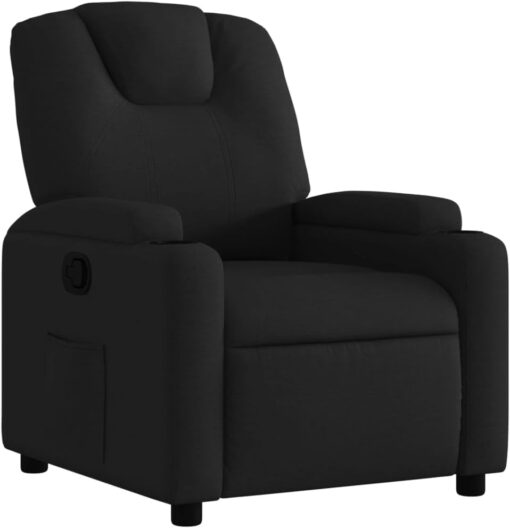 Fauteuil inclinable vidaXL, chaise de relaxation moderne avec dossier et accoudoirs rembourrés, tissu noir, pour salon