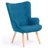 Fauteuil Ivar en tissu bleu canard au style scandinave