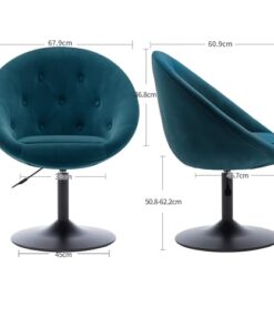 Fauteuil Lounge Réglable en Velours Vert Bleu