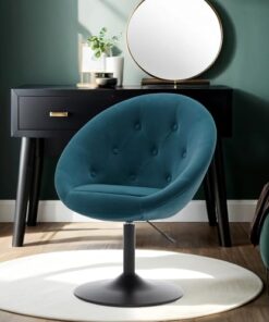 Fauteuil Lounge Réglable en Velours Vert Bleu