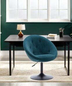 Fauteuil Lounge Réglable en Velours Vert Bleu