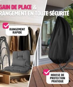 Fauteuil Oeuf Suspendu Tectake® - Chaise Hamac Balancoire Confortable et Pliable, Résistante avec Structure en Acier et Coussin Épais pour un Moment de Détente