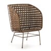 Fauteuil osier marron avec pieds métal