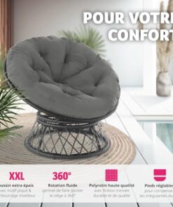 Fauteuil Papasan Rotin Pivotant 360°