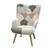 Fauteuil patchwork vertbeige en bois