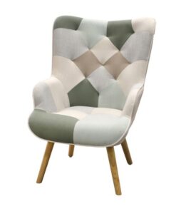 Fauteuil patchwork vertbeige en bois