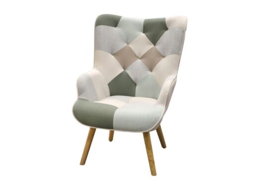 Fauteuil patchwork vertbeige en bois