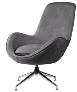 Fauteuil pivotant 360º tissu gris foncé