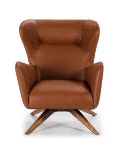 Fauteuil pivotant en similicuir et bois