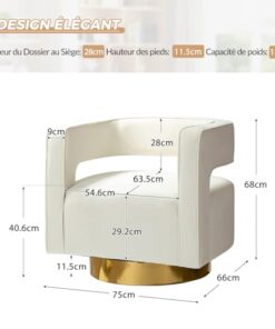 Fauteuil pivotant en velours moderne