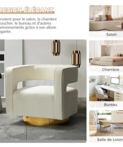 Fauteuil pivotant en velours moderne