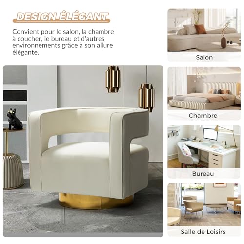Fauteuil pivotant en velours moderne