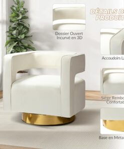 Fauteuil pivotant en velours moderne