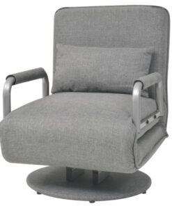 Fauteuil pivotant et canapé-lit gris