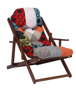 Fauteuil pliant bois 3 positions patchwork